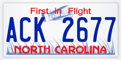 NC license plate ACK2677