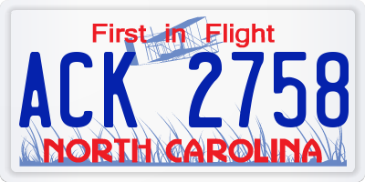 NC license plate ACK2758