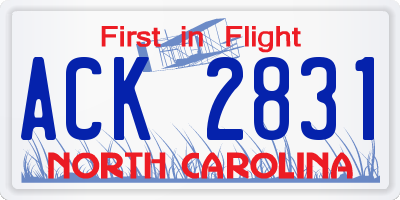 NC license plate ACK2831