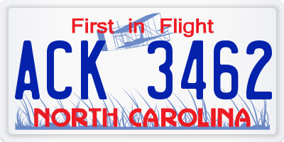 NC license plate ACK3462