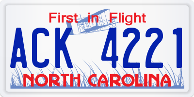 NC license plate ACK4221