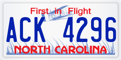 NC license plate ACK4296