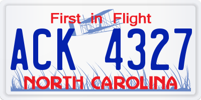NC license plate ACK4327