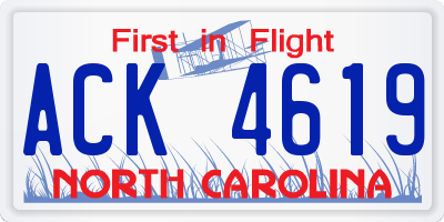 NC license plate ACK4619