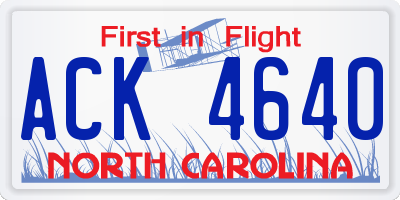 NC license plate ACK4640