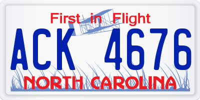 NC license plate ACK4676