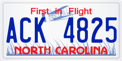 NC license plate ACK4825