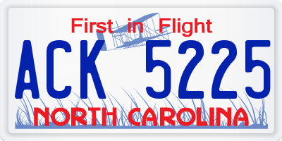 NC license plate ACK5225