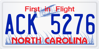 NC license plate ACK5276