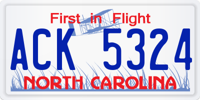 NC license plate ACK5324