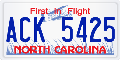 NC license plate ACK5425