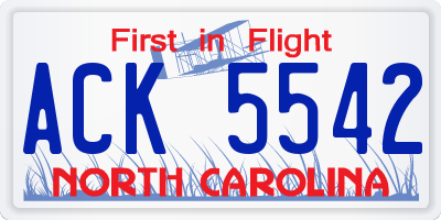 NC license plate ACK5542
