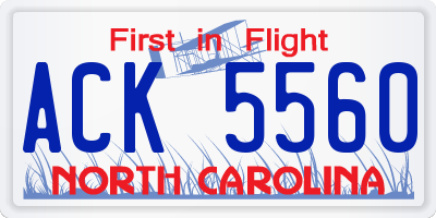 NC license plate ACK5560