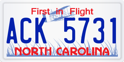 NC license plate ACK5731