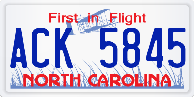 NC license plate ACK5845