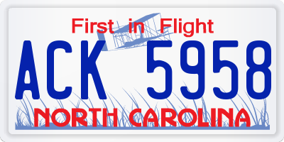 NC license plate ACK5958
