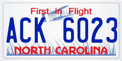 NC license plate ACK6023