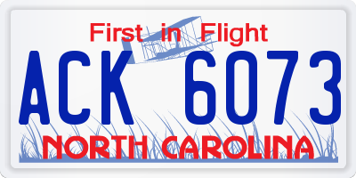 NC license plate ACK6073