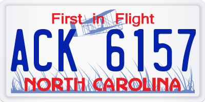 NC license plate ACK6157