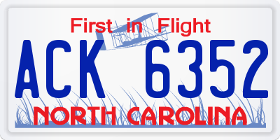 NC license plate ACK6352