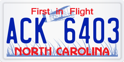 NC license plate ACK6403