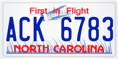 NC license plate ACK6783