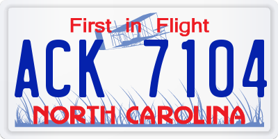 NC license plate ACK7104