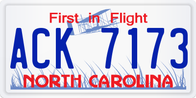 NC license plate ACK7173