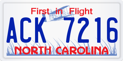 NC license plate ACK7216
