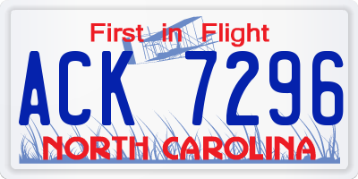 NC license plate ACK7296