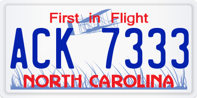 NC license plate ACK7333