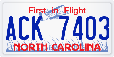 NC license plate ACK7403