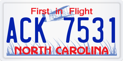 NC license plate ACK7531