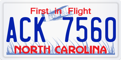 NC license plate ACK7560