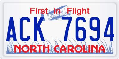 NC license plate ACK7694