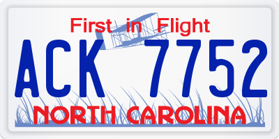 NC license plate ACK7752