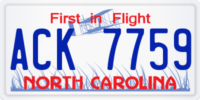 NC license plate ACK7759