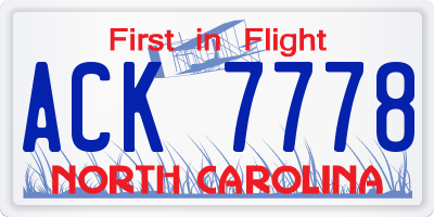 NC license plate ACK7778