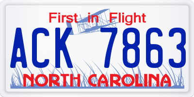 NC license plate ACK7863