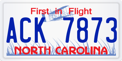 NC license plate ACK7873