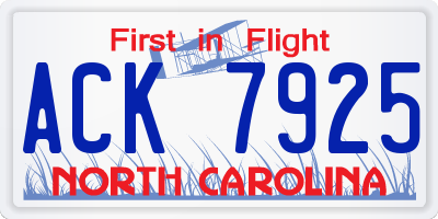 NC license plate ACK7925