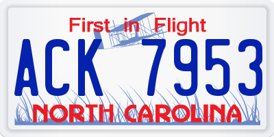 NC license plate ACK7953