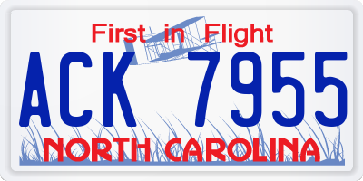 NC license plate ACK7955