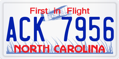 NC license plate ACK7956