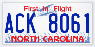 NC license plate ACK8061