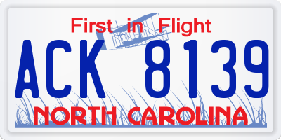 NC license plate ACK8139