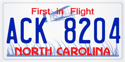 NC license plate ACK8204