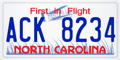 NC license plate ACK8234