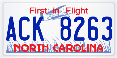 NC license plate ACK8263
