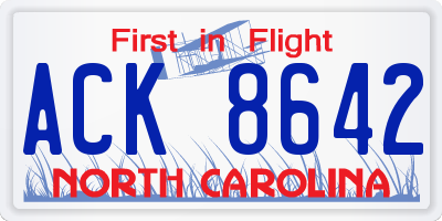 NC license plate ACK8642